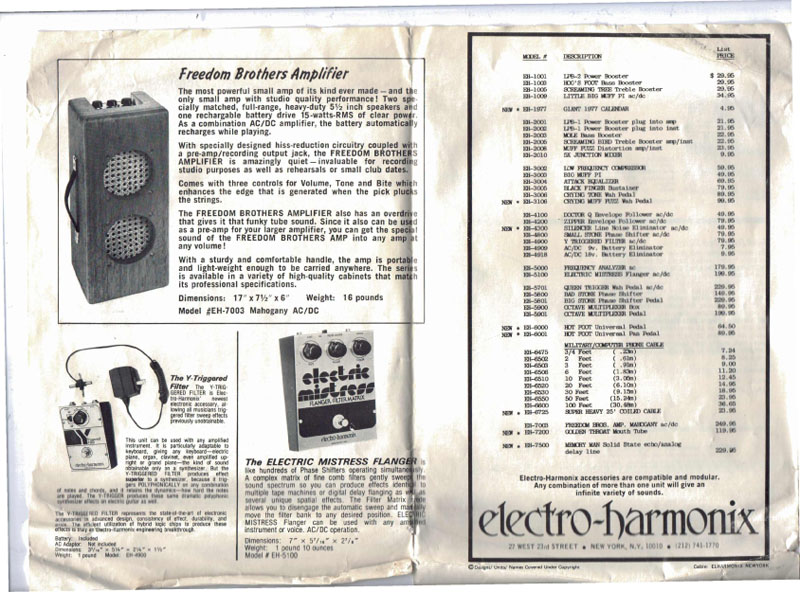 Electro Harmonix catalogue